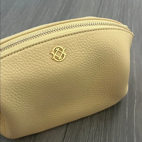 Dagne Dover Yellow Lola Leather Cosmetics Pouch Size Small - Picture 2 of 15